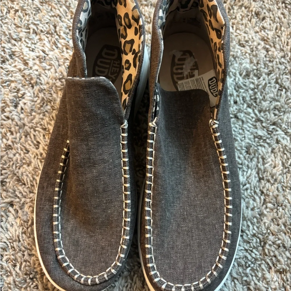 Hey Dude Men's 10M Charcoal Bradley Classic Boots Lace Up Faux Leather LB2-15